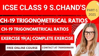 ICSE Ch19 Trigonometrical Ratios Ex19A Complete From S Chands For ICSE Class 9 Math [upl. by Perdita]