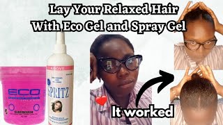 How to style your relaxed Hair using Eco Gel styler and Spritz Spray gel for extra strong hold [upl. by Suhpoelc756]