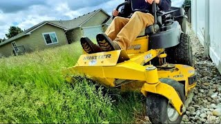 Satisfying Tall Grass Mowing  Overgrown Lawn Makeover  Stripes [upl. by Annot]