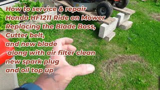 Honda HF1211 Blade Boss Cutter Belt and Blade Replacement Tutorial [upl. by Anelahs]