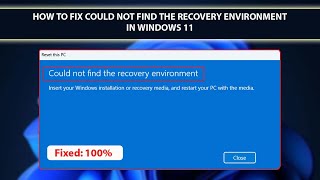 How to Fix Error Could not find the recovery environment in Windows 11  Recovery Environment Issue [upl. by Jeconiah]