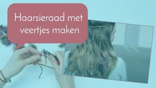 Sieraden maken met Kralenwinkel Online haarsieraad met veertjes [upl. by Takara]