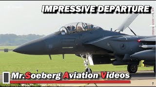 IMPRESSIVE Departure 4x F15E STRIKE EAGLE at Volkel [upl. by Maffei]