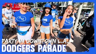 Spearmint Rhino Strippers Invade Los Angeles Dodgers Parade and Crazy Shenanigans [upl. by Sandor618]