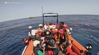 NGO rescue ship saves 87 from Libyan vessel in Mediterranean  VOA News [upl. by Anaimad308]