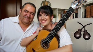 Tocando flamenco CON MI PADRE Guitarra cante y castañuelas [upl. by Ameerahs732]