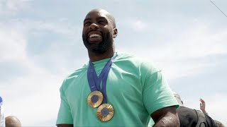 JO2024 de Paris à SaintDenis Teddy Riner ovationné  AFP [upl. by Anilrahc]