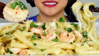 ASMR Shrimp Scampi Mukbang  Eating Sounds  No Talking [upl. by Demetris]