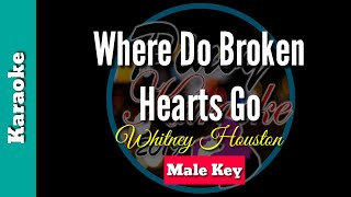 Where Do Broken Hearts Go by Whitney Houston  KARAOKE  MALE KEY [upl. by Cardie926]