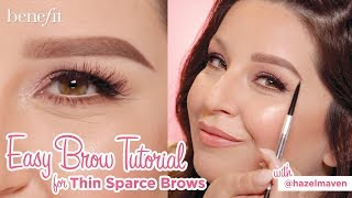 Easy Brow Tutorial for Thin Sparse Brows  Featuring hazelmaven [upl. by Rianna51]