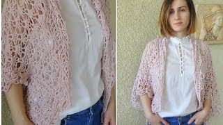 How to crochet a Lacy Easy Shrug for beginners Perfect Spring layer [upl. by Ekud719]