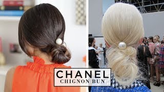 Chanel Chignon Bun Hair Tutorial [upl. by Ballou]