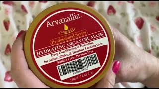 Arvazallia Hydrating Argan Oil Hair Mask and Deep Conditioner for Dry or Damaged Hair Review [upl. by Cerracchio296]