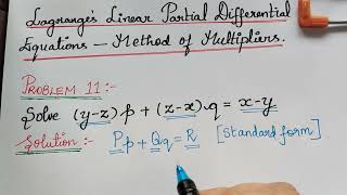 method of multipliers lagrangess linear partial differential equations problem 11 [upl. by Nnaassilem]