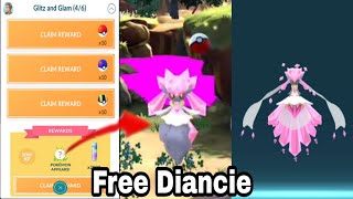 Free Diancie into Mega Diancie quotGlitz and Glamquot Special Research amp Rewards Completed Pokemon Go [upl. by Burgwell509]