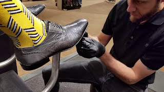 Best shoe shine in Denver  Lizard skin shoes  ShineBoy Early Days [upl. by Hnah]