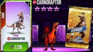 Carnoraptor Max Level and Legendary Pack  Jurassic World The Game [upl. by Mian]