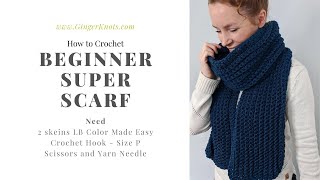 How to Crochet a Super Scarf for beginners [upl. by Leivad]