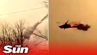 Dramatic moment Ukrainian troops shoot down Russian helicopter using British ‘Starstreak’ missiles [upl. by Dixil282]