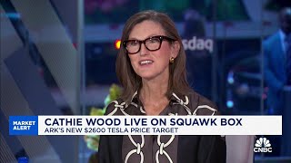 ARK Invest CEO Cathie Wood on 2600 Tesla price target An autonomous taxi platform has to happen [upl. by Auqinot676]