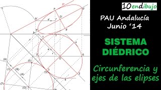 Dibujar una Circunferencia en Sistema Diédrico PAU de Andalucía junio de 2014 [upl. by Anjanette]