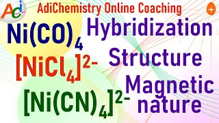 NiCO4 NiCN42 NiCl42StructureHybridizationVBTIIT JEE NEET SAT NCERT CBSE [upl. by Chapel]