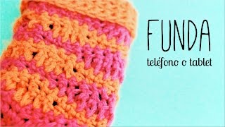 Funda a Crochet Ganchillo para tu teléfono o tablet  Tejido en Ondas [upl. by Kirred]