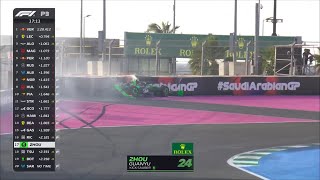 Zhou has a big crash in FP3  2024 Saudi Arabian GP [upl. by Ydieh]