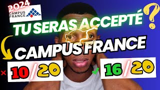 Voici les étudiants qui seront acceptés sur Campus France Les notes faibles Campus France 2024 [upl. by Adnesor]