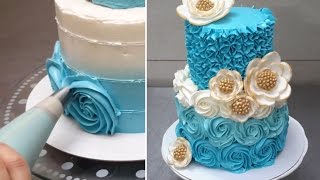 EASY WEDDING CAKE IDEA  How To Make Swirl Buttercream Roses by Cakes StepbyStep [upl. by Liemaj748]