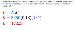 Descuento simple comercial y real  Matemáticas financieras  Ejemplo 1 [upl. by Aelam]