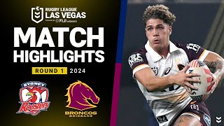 NRL 2024  Roosters v Broncos  Match Highlights [upl. by Niwri627]