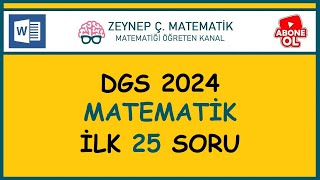 DGS 2024 SINAV ÖNCESİ SON TEKRAR  İLK 25 SORU [upl. by Manning260]