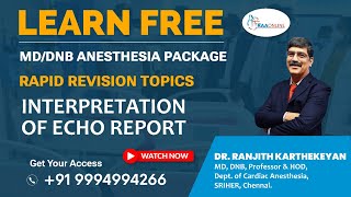 MDDNB Anesthesia  Interpretation of ECHO Report  By Dr Ranjith  Raaonline ECHO Echocardiogram [upl. by Olwen426]