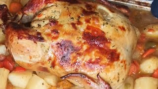 Notre Thanksgiving  Bouillon de pommes de terre au poulet entier cuit au four [upl. by Ardni]