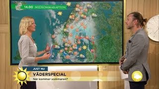 Osäkert lågtryck ger svajig prognos inför midsommar  Nyhetsmorgon TV4 [upl. by Anahsahs292]