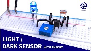 Light Sensor circuit on Breadboard  Darkness Detector  LDR amp Transistor Projects [upl. by Etnuahc167]