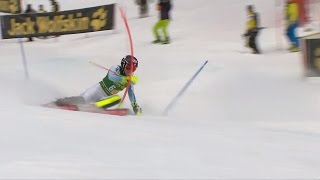 Mikaela Shiffrin  Slalom Run 1  Crans Montana 2016 [upl. by Leuqer960]