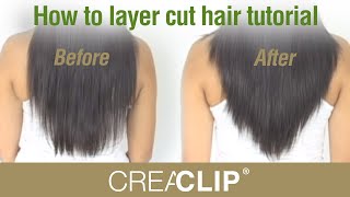 How to layer cut hair tutorialCutting Layers on yourself at home [upl. by Cogan]