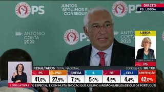 PS Vence Eleições  António Costa  Legislativas 2022 [upl. by Aldus]