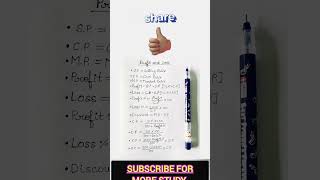 PROFIT AND LOSS FORMULA Profit Loss formula maths mathtricks [upl. by Corinna]