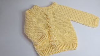 ABRIGO O SUETER A CROCHET PASO A PASO  TEJIDO FÁCIL  ABRIGO PARA NIÑO O NIÑA 6 A 9 MESES [upl. by Cott]