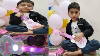 Abdulrehman play a guitar 🎸  Music 🎶 time  AbdulRehmanFatimaShow [upl. by Nywled257]