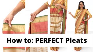 EASY Saree Pleating Tutorial  How to Pleat for beginners  Tia Bhuva [upl. by Ekul]