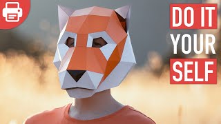 How to make a Tiger Mask with Paper or Cardboard  DIY Printable Template [upl. by Diraf]