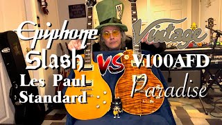 Vintage V100AFD Paradise Vs Epiphone Slash Les Paul Standard [upl. by Seaman489]