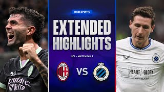 AC Milan vs Club Brugge Extended Highlights  UCL League Phase MD 3  CBS Sports Golazo [upl. by Eidualc]