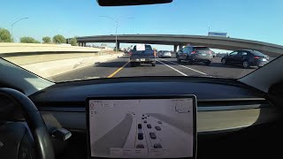 Tesla FSD 1236 deals with stop and go traffic [upl. by Shippee]