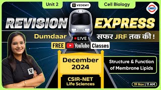 Revision Express 01  Structure amp Function of Membrane Lipid  Cell Biology  Dr Ravina Rai [upl. by Yliab909]