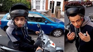 Biker Chases Possible Moped Thief After Crashing Into Deliver Rider LONDON UK [upl. by Adamina]